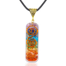 Pingente de cristal de orgonite, sete chakras para cura espiritual, pingente artesanal de qualidade única que espalha vibrações, joia de cristal