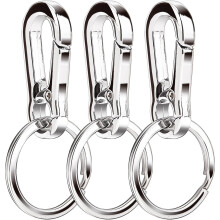 Keychain Key Ring, Durable Material Metal Carabiner Clip Chain Holder, Abrasion & Corrosion Resistance, Easy Opening, 3 Pieces
