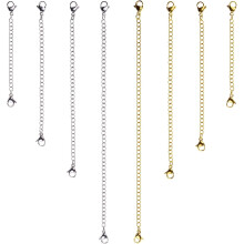 Accessoires de bijoux chics, rallonges en acier inoxydable (lot de 8), 4 longueurs et 2 couleurs au choix, fermoirs mousquetons classiques, idéales