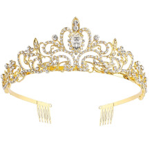 Ajaton kauneus, elegantit kristallikruunut naisille, monipuolinen tiara syntymäpäiville, häihin ja morsiusjuhliin, koristeltu strasseilla - 12,5
