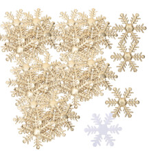 Ornamenti a forma di fiocco di neve con glitter dorati per l'albero di Natale. Materiali di alta qualità. Fiocchi di neve di diverse dimensioni.