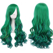 St Patricks Day Green Wig, Heat Resistant High Temperature Fiber, Curly Wavy Soft Synthetic Green Wig, Theme Parties Accessory for Celebratory Outfits