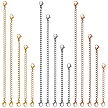 Rallonges de bijoux chics, 15 rallonges de chaîne en acier inoxydable, hypoallergéniques et durables, finition brillante, fermoir double mousqueton