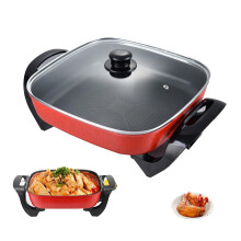 Electric Skillet and Frying Pan With Glass Lid, Nonstick Electric Pan, Portable Camping Cooker, 1500W