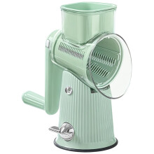 Slicer Vegetable 5In1 Grater Cheese Chopper Mandoline With Crank Hand Base Suction Tabletop Green