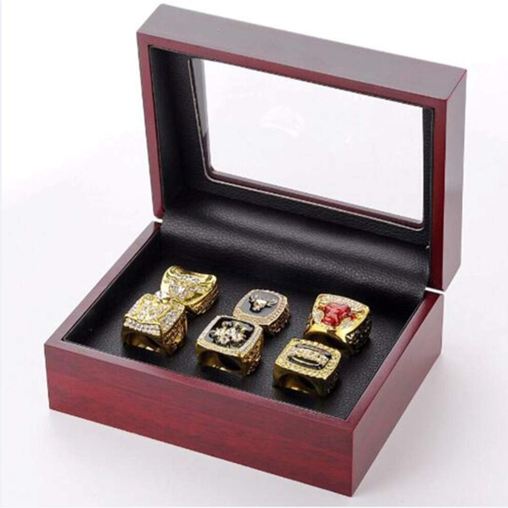 Wooden Display Case Featuring Real Glass Window for Championship Rings, Championship Rings Display Case with Safe Enclosure and Slanted Glass Window,-image-OPC-PQQGHBM-NEW