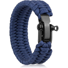 Survival Paracord Bracelets, Adjustable Paracord Survival Bracelets with Stainless Steel Shackle, Tactical Rope Wristband for Outdoor Adventure, Hikin