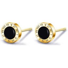 Round Stud Earrings with Roman Numeral Detail, 18K Gold Plated Stainless Steel Earrings for Women and Men, Tarnish Resistant Hypoallergenic Jewelry fo