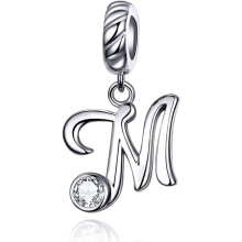 Hangende alfabetkralen voor Pandora bedelarmband, alfabetbedel met rode zirkoon, 925 sterling zilver, hangende kralen met verfijnd vakmanschap,