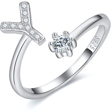 Bague de pouce en forme de cœur avec alphabet pour femme, bague de phalange ajustable ornée d'un délicat pendentif en forme de cœur, bague