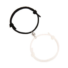 Justerbare pararmbånd, hjerteformede charms magnetiske pararmbånd med håndstrikket gjensidig tiltrekning vennskapsarmbånd, perfekt gave