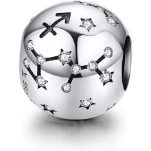 Geboortesteen bedeltje, sterrenbeeld bedeltjes met heldere zirkonia, geschikt voor Europese armbanden, 925 sterling zilveren bedeltjes voor dames,
