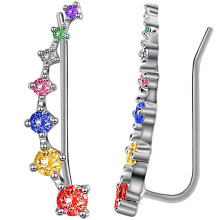 Orecchini a perno Ear Cuffs, alla moda, facili da indossare, ipoallergenici, regalo perfetto, argento sterling, orecchini Ear Crawler con zirconi