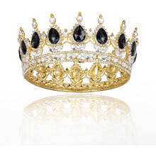 Princess Crown Hair Accessories, Austrian Crystals Full Round Crown Design, Exquisite Queen Crown with Sparkling Headpiece, High Quality Alloy for Ver