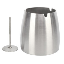 Easy Clean Ashtray With Lid, Stainless Steel Smokeless Odorless Windproof Cigarette Ash Tray For Home Office Outdoor Patio, Non Slip Mat Stylish Desig
