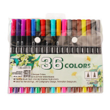 Conjunto de Marcadores Artísticos de Ponta Fina com Pontas Duplas, Coleção Premium de 36 Cores com Canetas Pincel para Esboçar, Colorir e