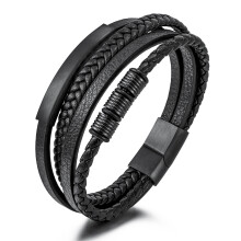Geflochtenes Lederarmband für Herren, Echtleder-Alternative, verstellbare Passform, minimalistisches Design, hypoallergen, Geschenk für ihn für