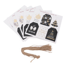 Festive Atmosphere Christmas Gift Tags Glitter Christmas Tags with Patterned Design Holiday Gift Tags Natural Jute Twine for Blank Back Writing Space