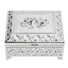 Elegantní organizér na drobnosti, úložný box, vintage kovová šperkovnice, obdélníková truhla na poklad, vynikající řezba,