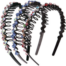 Acessório de cabelo delicado com miçangas, decoração brilhante com cristais, pente antiderrapante para mulheres, confortável de usar, 3