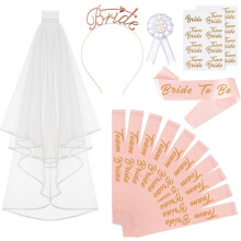 Bridal Shower Gift Supplies, White Bridal Veil With Soft Tulle And Bachelorette Party Decorations Featuring Comb On The Veil, Complete Accessories Set