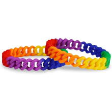 Pulseiras de silicone com corrente arco-íris, acessórios do Orgulho LGBTQIA+ para homens e mulheres, duráveis e reutilizáveis, ideais para festas