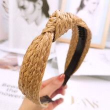 Faixa de cabelo elegante e charmosa em rattan e palha trançada, estilo boêmio requintado e delicado, confortável para usar o dia todo.