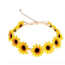 Bruidshaaraccessoire voor romantische bruiloften, madeliefjeskrans met verstelbare zonnebloemkroon, bruiloftsaccessoire voor bruiden en gasten,