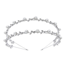 Stilvolles, doppellagiges Haarband, Strass-Haarschmuck für Hochzeiten, glänzendes Kristallhaarband für Damen, Perlen-Kristall-Haarband,