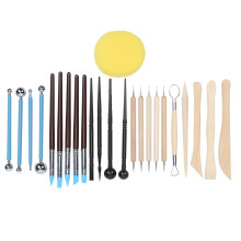 Keramik-Modellierwerkzeug-Set, 24-teiliges Premium-Werkzeugset aus Metall und Silikon für lufttrocknenden Ton, geeignet für Töpferarbeiten und