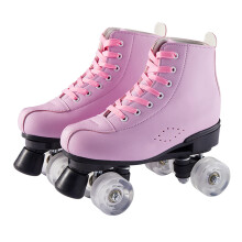 Quad Roller Skates Classic   Leather Double Row 4 Wheels Indoor Outdoor Unisex For Beginners Adults Teens Kids