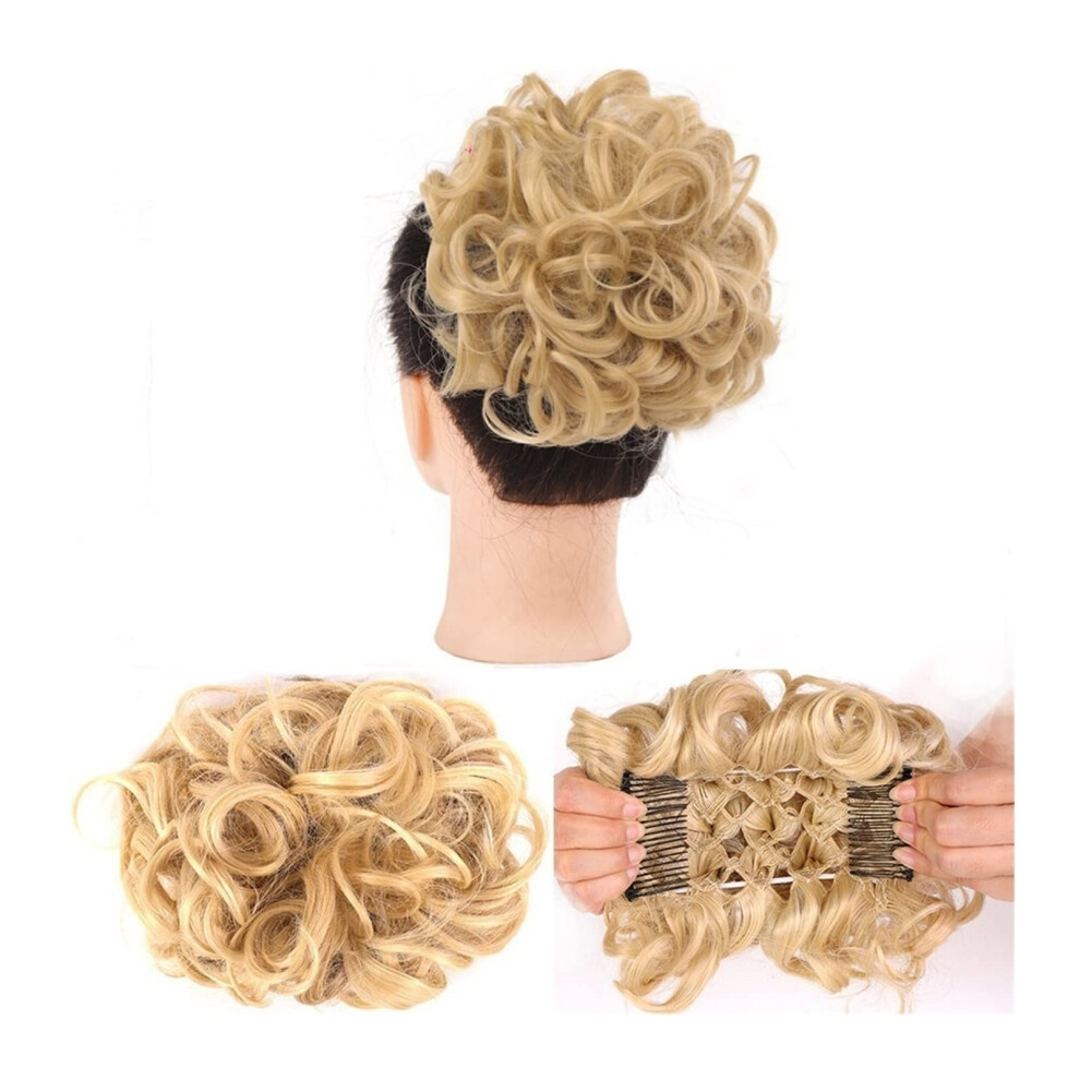 Unisex Hair Bun Extensions Combs Clipin Ponytail Extensions For Women Messy Curly Hair Updo Hairpiece Chignons Color Q822h613