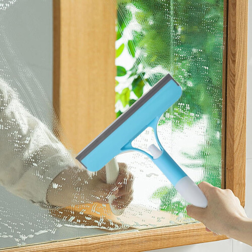 Window Cleaner Squeegees Spray Squeegee Scraper With Ergonomic Handle For Glass Tile Mirror Bathroom Blue 1