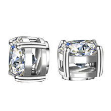 Magnetic Stud Earrings for Men and Women, Non Piercing Jewelry with Cubic Zirconia Inlaid Round Four-Prong Design, Stainless Steel Earrings Using Vacu