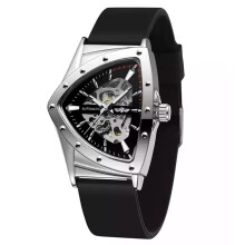 Men's Hollow Skeleton Watch, Mechanical Movement with Transparent Movement Design and Stainless Steel Build, No Battery Needed Automatic Timepiece, Lu