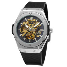 Automatic Mechanical Watch for Men, Skeleton Design with Stainless Waterproof Construction and Anti Shock Technology, Adjustable Silicone Band Fashion