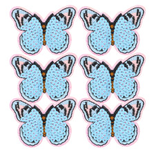 Écusson brodé papillon thermocollant ou à coudre, motif broderie détaillée, idéal pour la réparation et la décoration de vêtements. Lavable