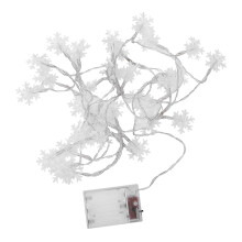 LED Snowflake String Lights Waterproof Battery Operated Christmas Fairy Lights Cool White With Dimmable Settings Flexible Design Steady On Twinkle