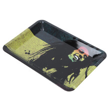 Metal Rolling Tray Original Art Design Easy To Clean Durable Metal Sleek Finish Raised Lip Storage And Decoration Medium Size