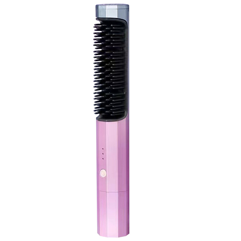 Frizz Fighter, Portable Cordless Electric Straightening Comb With Advanced Heating Technology, Nylon-Tipped Ceramic Bristles For Natural Hair, Gentle