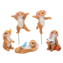 Mini adorno paisajístico para decoración de jardín, adorno paisajístico de conejo, modelo de conejo de resina, lindas figuras de animales en