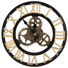 Battery Operated Clock Noiseless Non Ticking Quartz Movement Industrial Style Clock Vintage Retro Style Oversized Wall Clock Oil Rubbed Bronze Finish