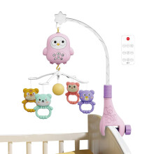 Mobile for Bassinet Musical Crib Mobile With Lights In Pink, Playpen Compatible, Nursery Toy For Girls Bedroom