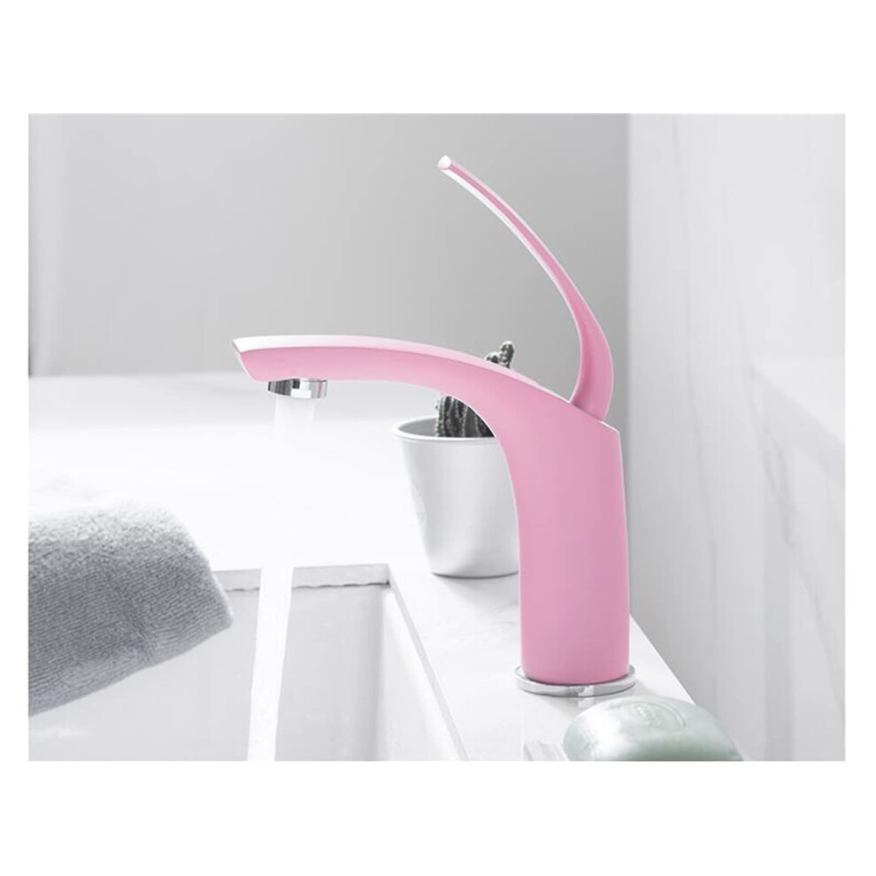 Bathroom Taps Basin Faucets Pink Waterfall Bathroom Faucet Hot And Cold Brass Sink Mixer Tap Small Size 9199774191937