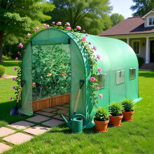 (25MM, 3X2X2M) BIRCHTREE Fully Galvanised Frame Polytunnel Greenhouse Pollytunnel Poly Tunnel
