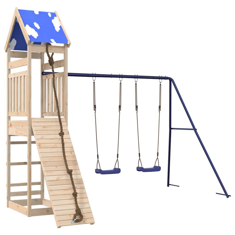 Vidaxl (Solid Pinewood (Untreated)) Outdoor Playset Garden Playhouse Playground Equipment Solid Wood Pine