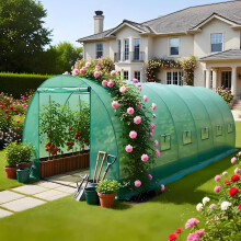 (25MM, 6X3X2M) BIRCHTREE Fully Galvanised Frame Polytunnel Greenhouse Pollytunnel Poly Tunnel