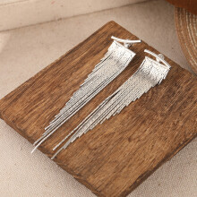 Luxury Metal Long Fringe Earrings, Minimalist Statement Drop Earrings for Women
