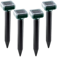 Solar Sonic Mole Repellent,4 Pack,Ultrasonic & Solar Powered Repellent for Outdoor, Groundhog Repellent Snake Rodent Gopher Spikes Chaser Pest Control