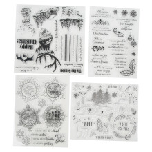 Silikonová razítka s vánoční tématikou, kreativní dekorace dárkových karet, DIY scrapbooking, ražba, tvoření, snadné použití, odolná